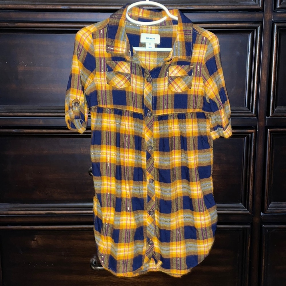 Old Navy 5T plaid yellow and black dress
